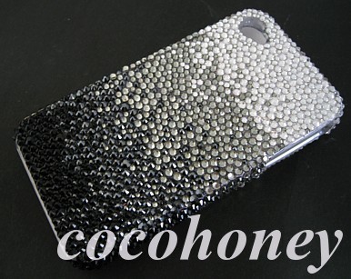 デコ電iPhone4両面ケース◇モノトーングラデーション